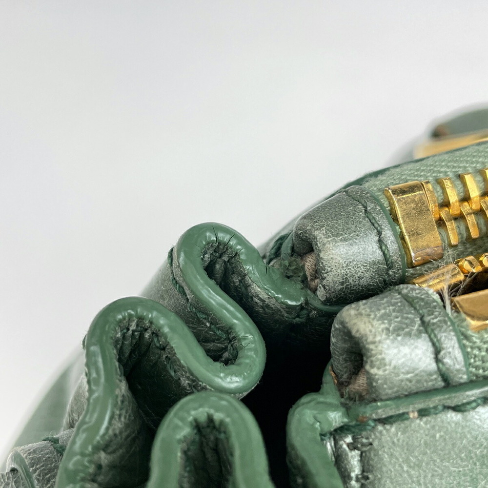 Miu Miu Leather Green Logo Handbag